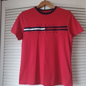 Tommy Hilfiger Men's Small Classic Short Sleeve Cotton Tee Red Navy
